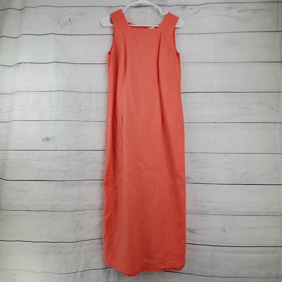 Mosaic Sz 8 Cottage Core Linen Blend Square Neck Straight Maxi Dress - Picture 1 of 4